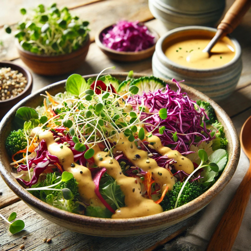 Dressing fermentat cu germeni şi tahini